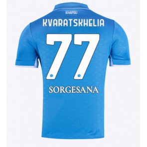 SSC Napoli Khvicha Kvaratskhelia #77 Hemmatröja 2024-25 Kortärmad